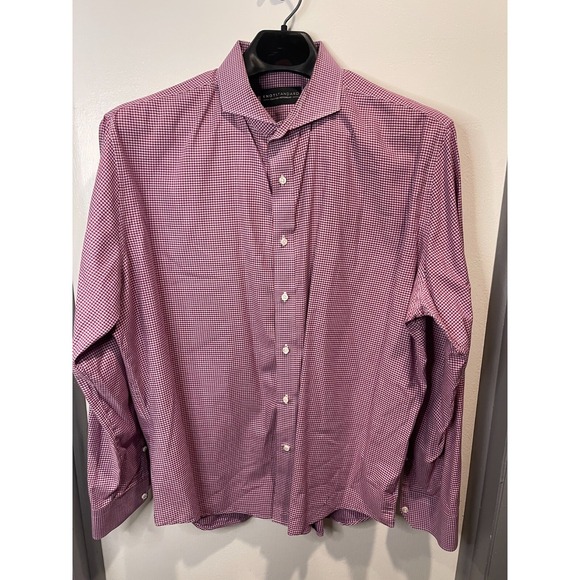 Knot Standard Other - Knot Standard Mens Burgundy Gingham Check Cotton Wide Spread Collar Shirt XL